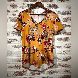 Signature Studio Blouse Floral Multicolored Cold Shoulder Style V Neck Side S